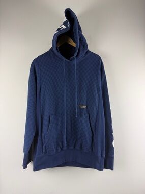 Raised By Wolves Warped Checkerboard Navy Blue Hoodie Size Small
